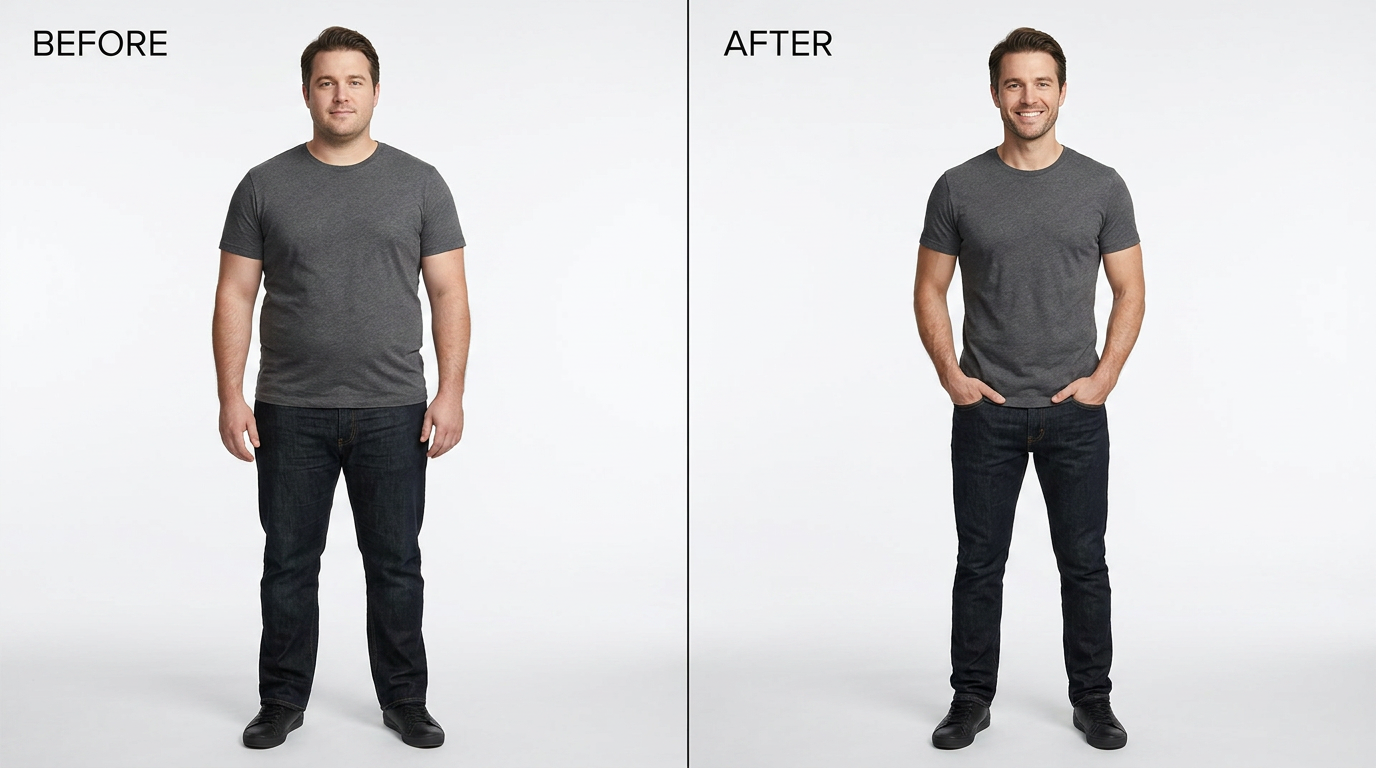 Man wellness transformation before and after